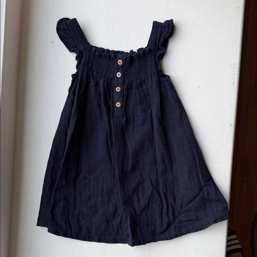 Jamie Kay Navy Smocked Ruffle-Strap Dress size 6